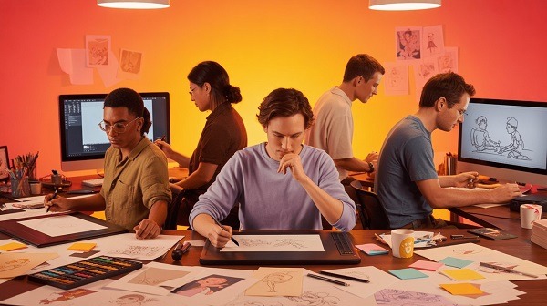 Animators working on different projects